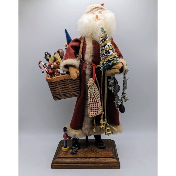 Handmade Red Santa With Toys Vintage Figurine Statue Crafted Luci Isaacs 1987 - Picture 6 of 7
